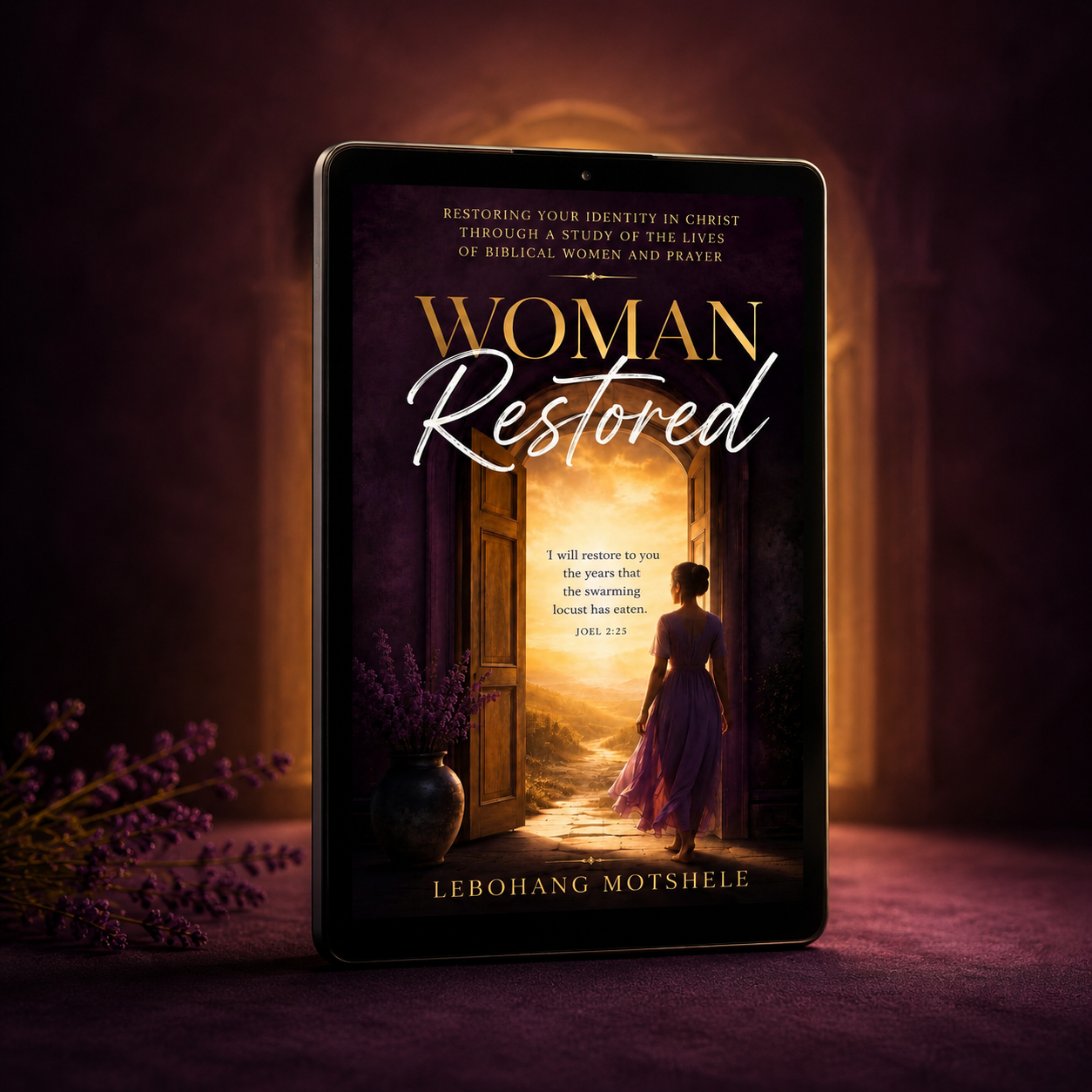 Woman Restored eBook on tablet mockup